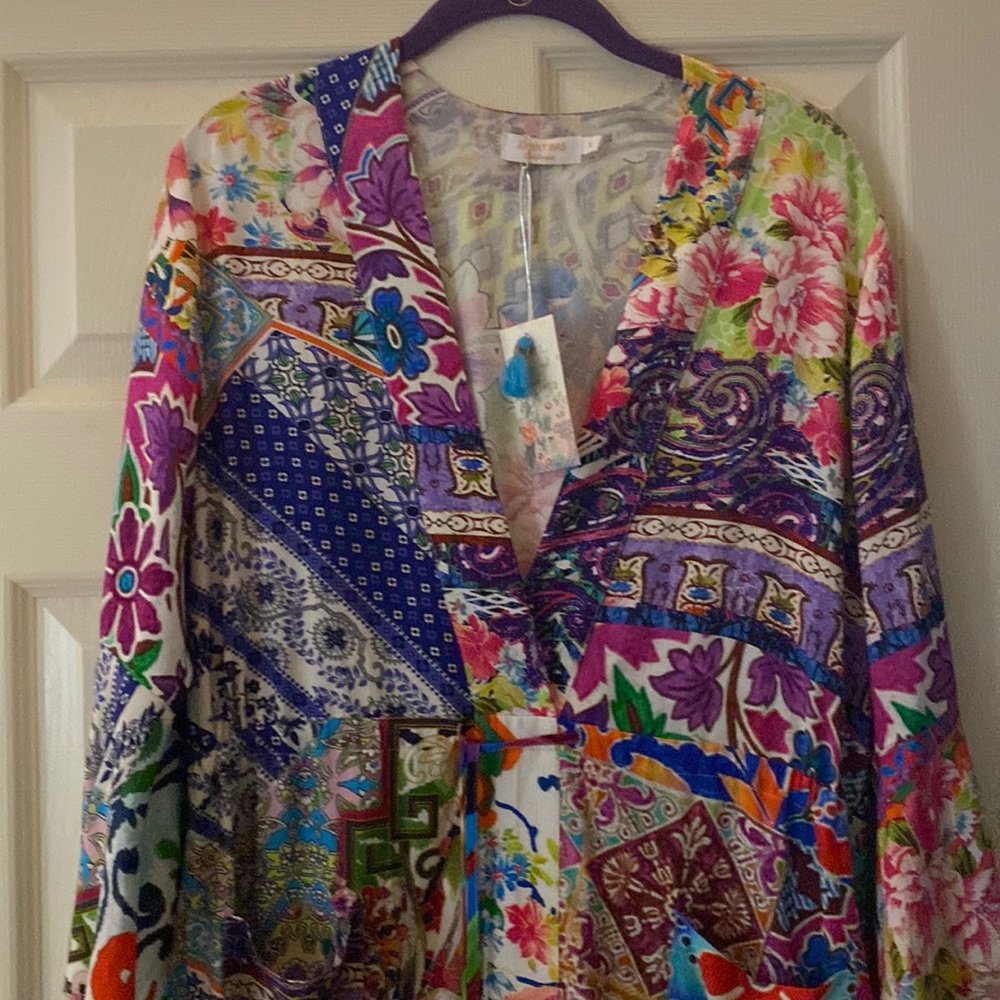 Johnny was patchwork midi dress